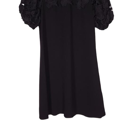 Shoshanna Anthropologie Womens Dress 0 Black Floral Lace A Line Mini Puff Sleeve - Picture 6 of 13